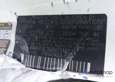 2016 Kia Optima Lx from USA, damaged, VIN KNAGT4L36G5073497